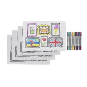eat sleep doodle Frame Placemats With Washout Fabric Pens